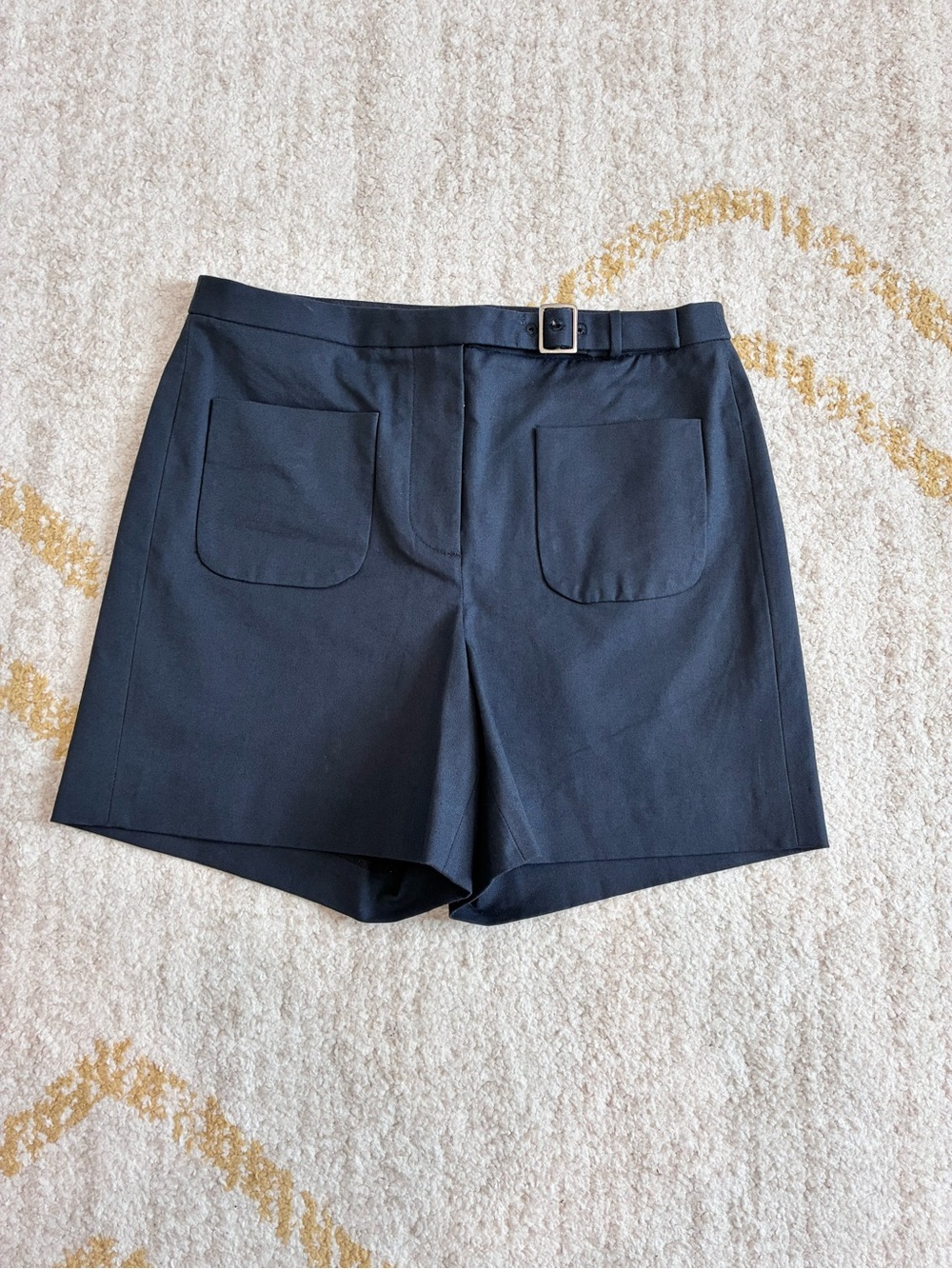 J. Crew High Waisted Belted Navy Blue Shorts